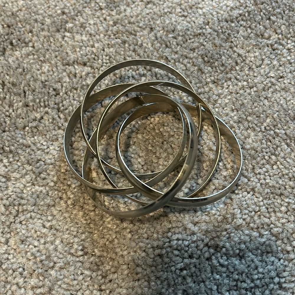 Set of Interlocking Silver Bracelets